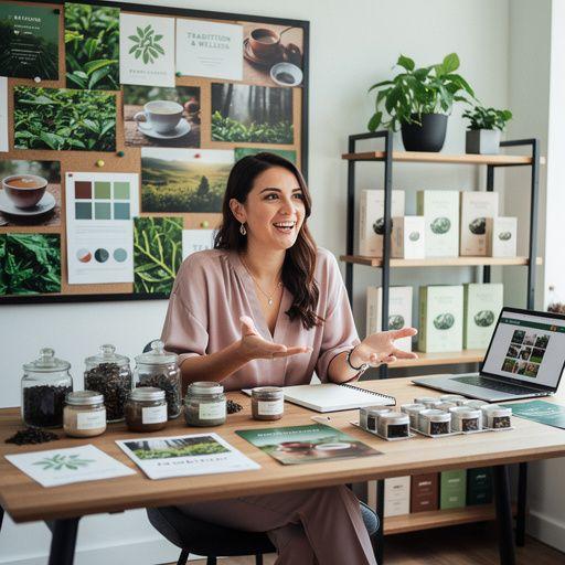 Záber na šálku čaju s parou vystupujúcou z povrchu, obklopený čerstvými bylinkami.